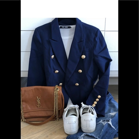 BALMAIN, YSL, GIVENCHY LOVERS PERFECT NAVY BLAZER - Picture 1 of 6